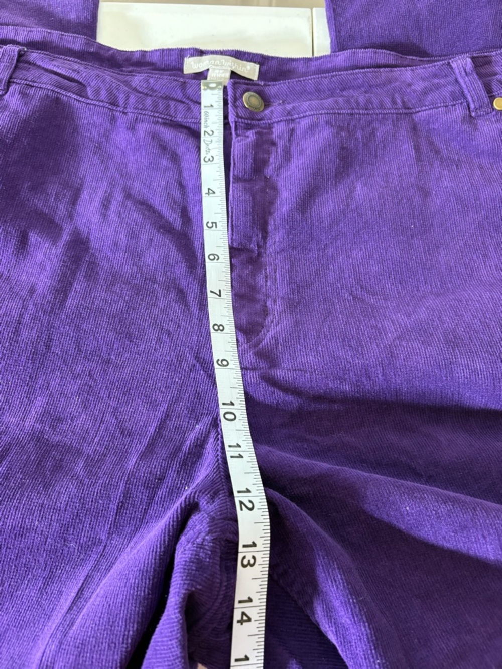 Woman Within Purple Corduroy Trousers - Deep Violet Straight Leg 1293 - Picture 10 of 11